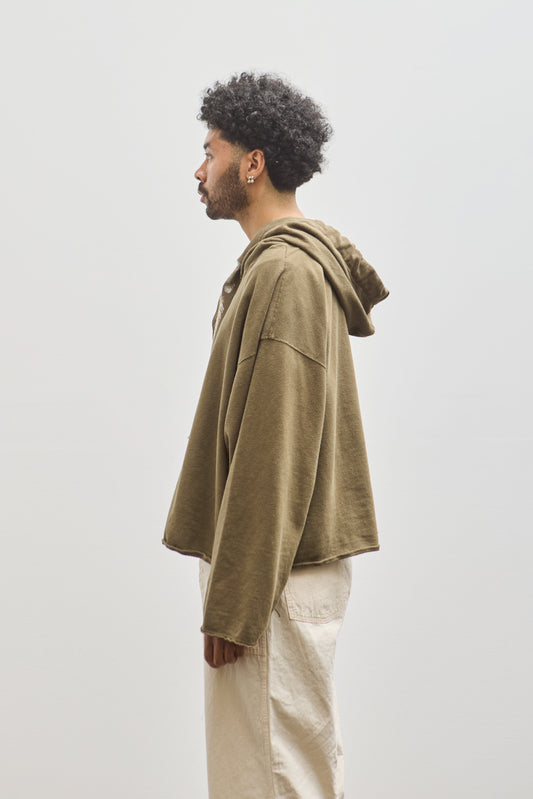 Kapital Unisex Sweat Knit Namazu Hoodie, Khaki Feather Cord