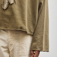 Kapital Unisex Sweat Knit Namazu Hoodie, Khaki Feather Cord