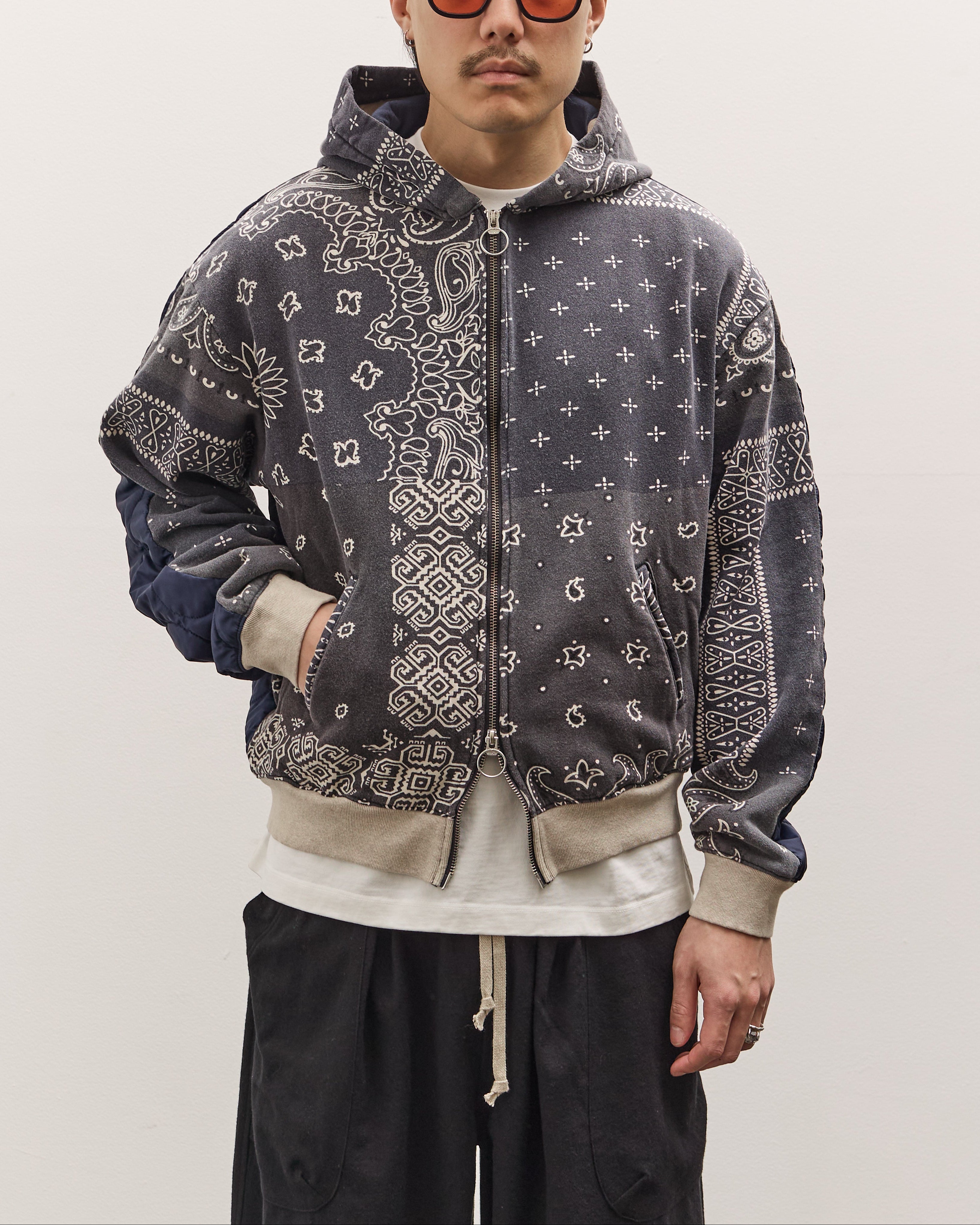 Kapital Swt Knit Bandana Bivouac Hooded Blouson, Black – Glasswing