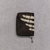 Kapital Thumbs Up Bone Hand Zip Mini Wallet, Black