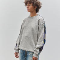 Kapital Top Fleece x American Quilt 2Tone Big Sweatshirt, Grey