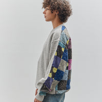 Kapital Top Fleece x American Quilt 2Tone Big Sweatshirt, Grey