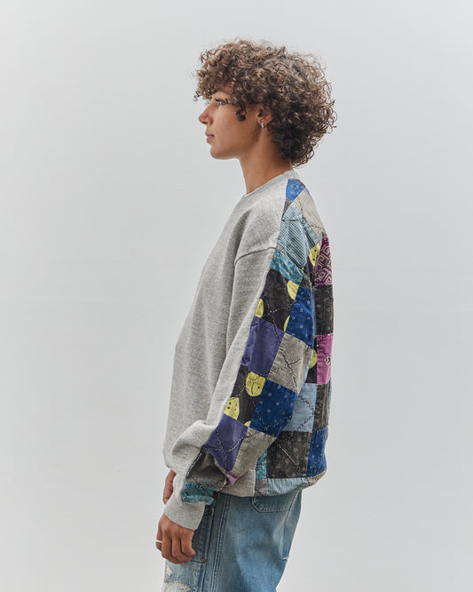 Kapital Top Fleece x American Quilt 2Tone Big Sweatshirt, Grey