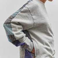 Kapital Top Fleece x American Quilt 2Tone Big Sweatshirt, Grey