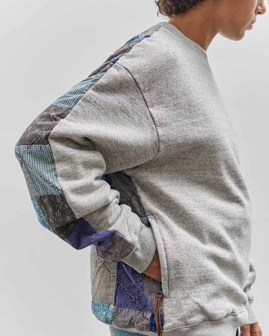 Kapital Top Fleece x American Quilt 2Tone Big Sweatshirt, Grey