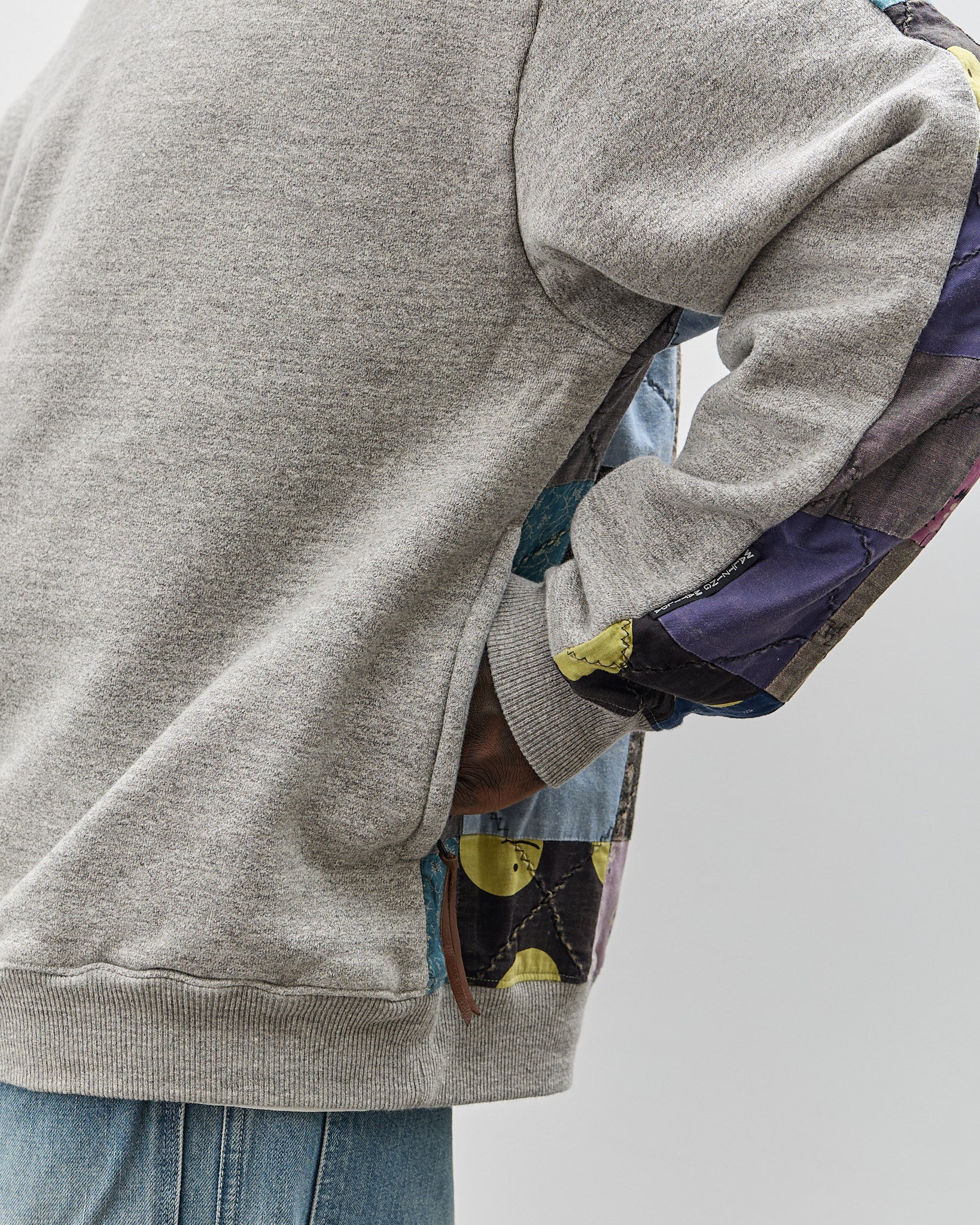 【BAON】[unisex] Cocotie Check Fleece Collar Over Sweatshirt Cozy Fleece Oversized Mock Neck Sweatshirt - Yitty