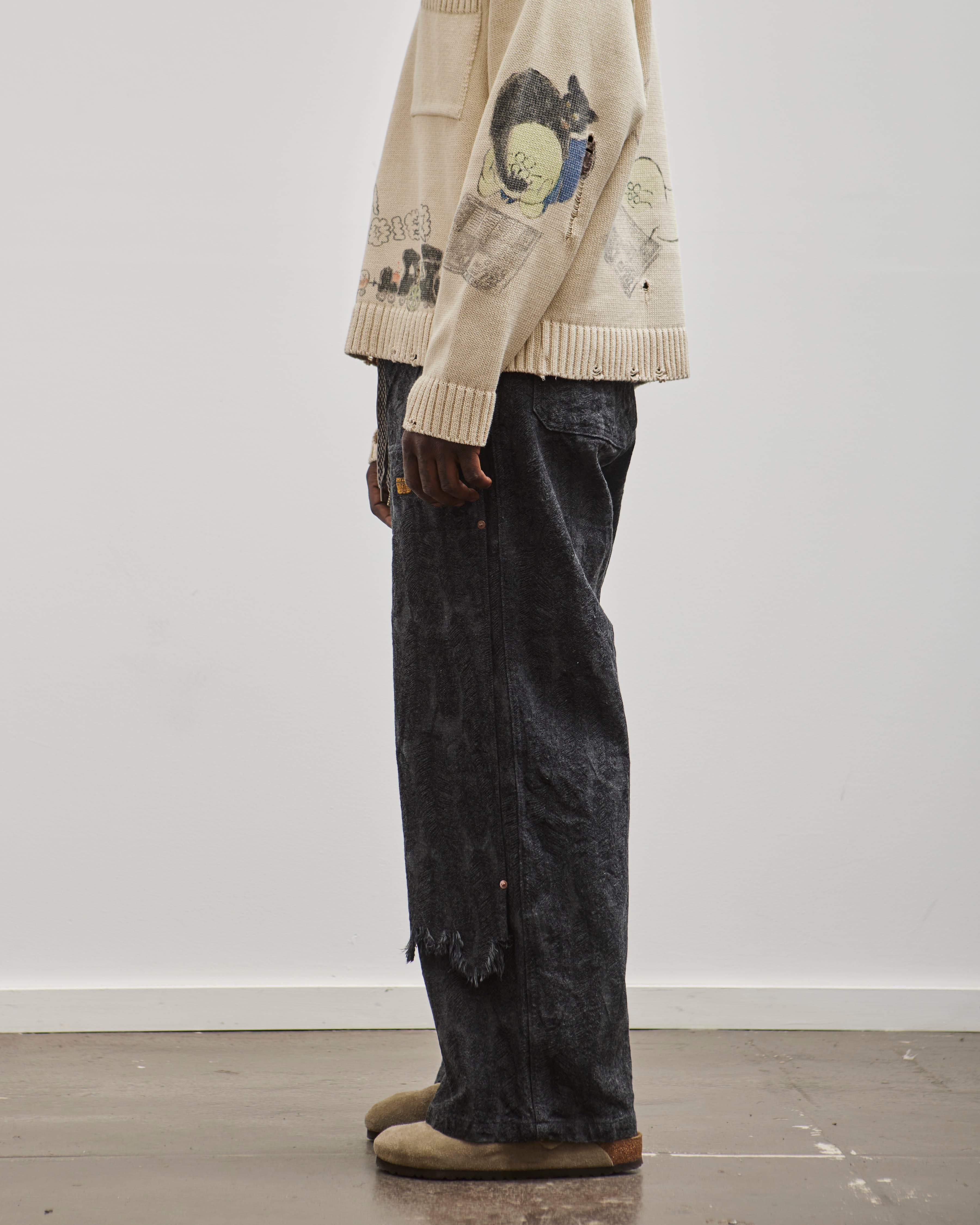 布製パンかご　マニー Kapital Unisex 12oz MAGPIE Denim W-Knee Easy Baggy Pants