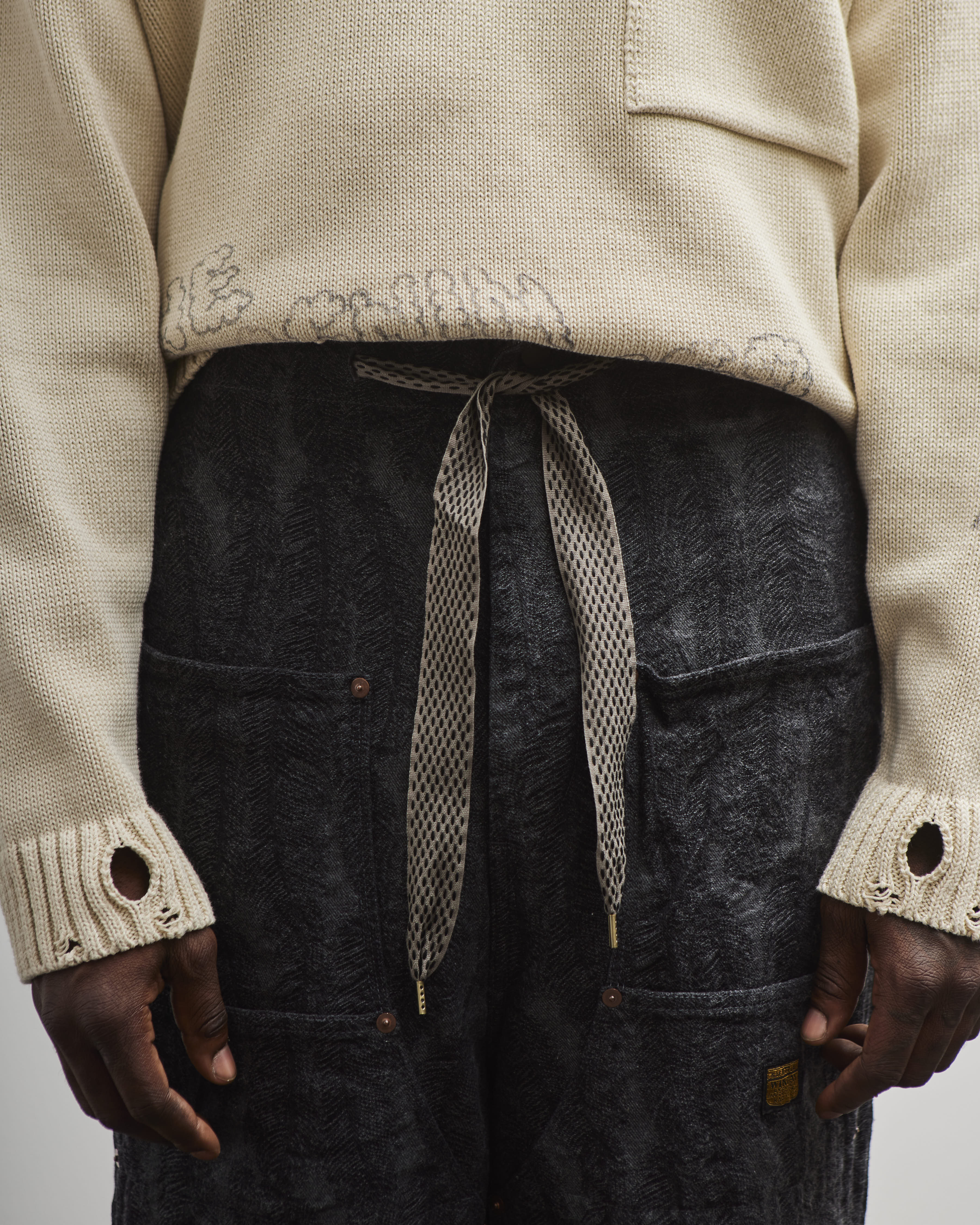 布製パンかご　マニー Kapital Unisex 12oz MAGPIE Denim W-Knee Easy Baggy Pants