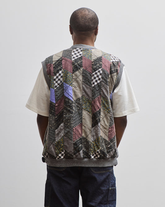 Kapital Unisex 2 Tones Big Vest Yabane Quilt, Charcoal/Black