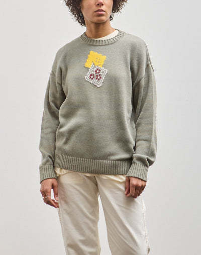 Kapital 5G Knit RAINBOWY Crew Sweater, Gray