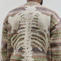 Kapital Unisex 7G Wool Fair Isle Bone Crew Sweater, saxophone