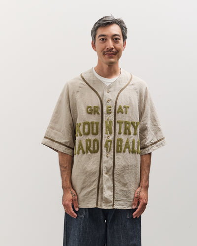 Kapital Unisex GREAT KOUNTRY Baseball Shirt, Beige French Linen