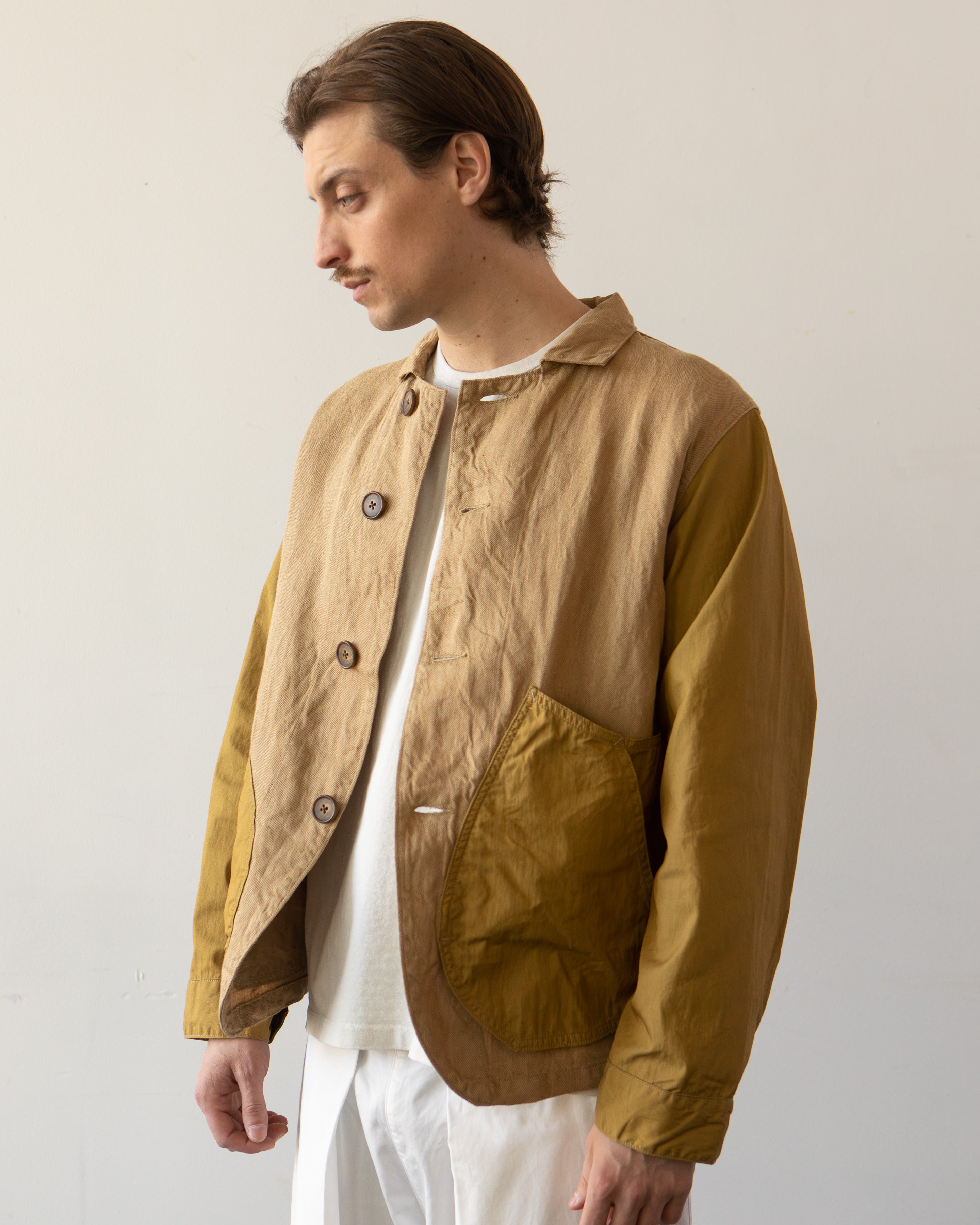KAPTAL リネン　チノ　リンゴマン　カバーオール　ジャケット　ベージュ4 Kapital Unisex Linen Chino Cloth Ringoman Coverall, Beige