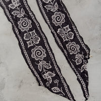Kapital WASHER Silk MOGA Scarf (ESCARGOT FLOWER),  Black