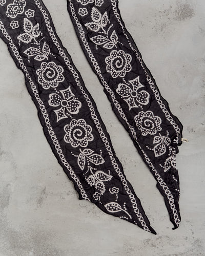 Kapital WASHER Silk MOGA Scarf (ESCARGOT FLOWER),  Black