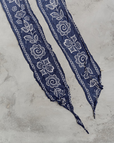 Kapital WASHER Silk MOGA Scarf (ESCARGOT FLOWER), Navy