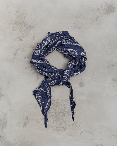 Kapital WASHER Silk MOGA Scarf (ESCARGOT FLOWER), Navy