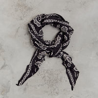 Kapital WASHER Silk MOGA Scarf (ESCARGOT FLOWER),  Black