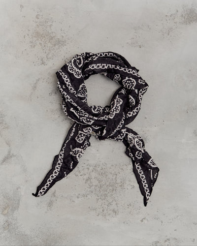 Kapital WASHER Silk MOGA Scarf (ESCARGOT FLOWER),  Black