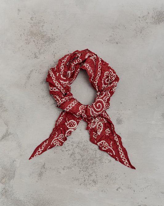 Kapital WASHER Silk MOGA Scarf (ESCARGOT FLOWER), Red