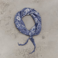 Kapital Washer Silk Neckerchief, Churchill Garden, Light Blue