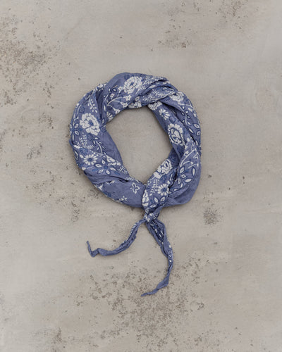 Kapital Washer Silk Neckerchief, Churchill Garden, Light Blue