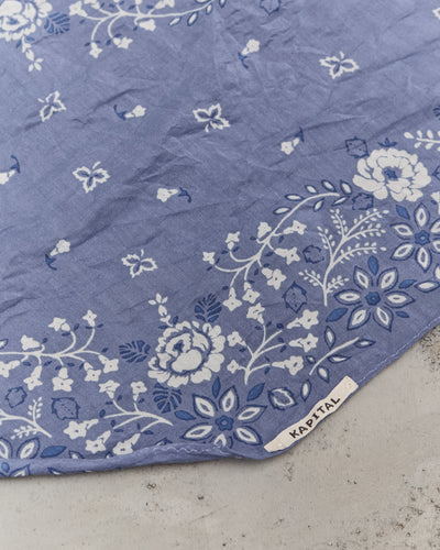 Kapital Washer Silk Neckerchief, Churchill Garden, Light Blue