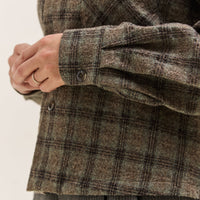 Kapital Wool Check Cropped Board Shirt, Green
