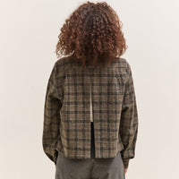 Kapital Wool Check Cropped Board Shirt, Green
