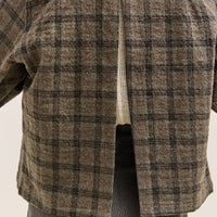 Kapital Wool Check Cropped Board Shirt, Green