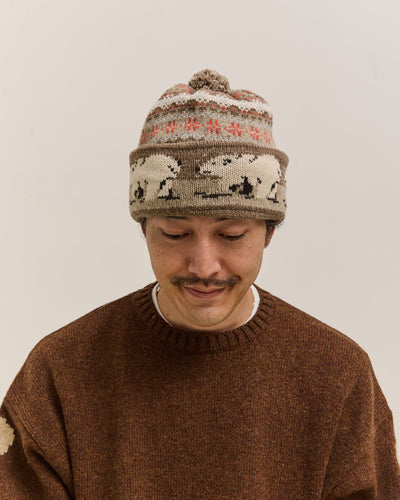 Kapital Wool Polar Bear Knit Cap, Gray