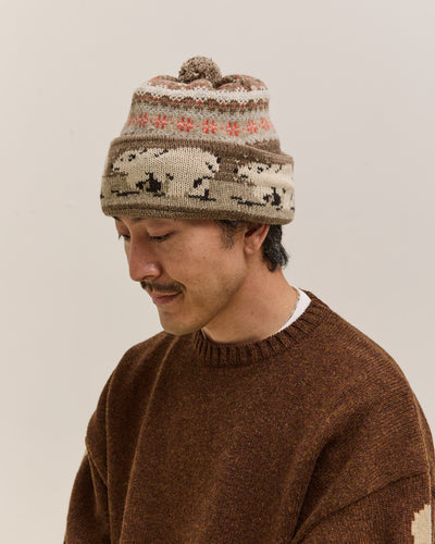 Kapital Wool Polar Bear Knit Cap, Gray