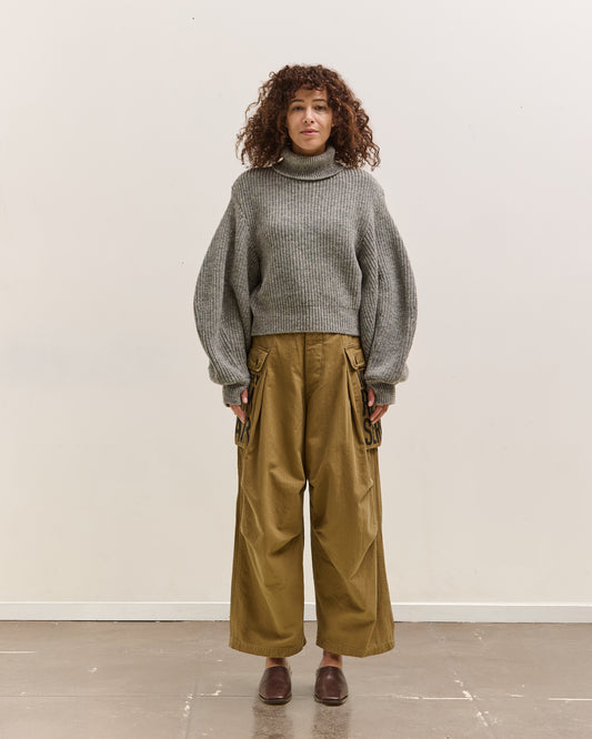 Kapital Wool Rib Knit Belgian Sleeve Sweater, Grey