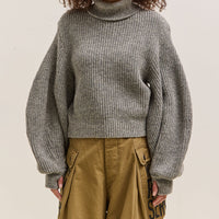 Kapital Wool Rib Knit Belgian Sleeve Sweater, Grey