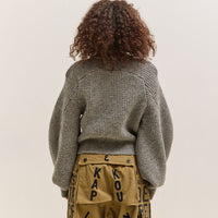 Kapital Wool Rib Knit Belgian Sleeve Sweater, Grey