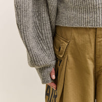 Kapital Wool Rib Knit Belgian Sleeve Sweater, Grey