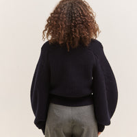 Kapital Wool Rib Knit Belgian Sleeve Sweater, Navy