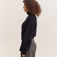 Kapital Wool Rib Knit Belgian Sleeve Sweater, Navy