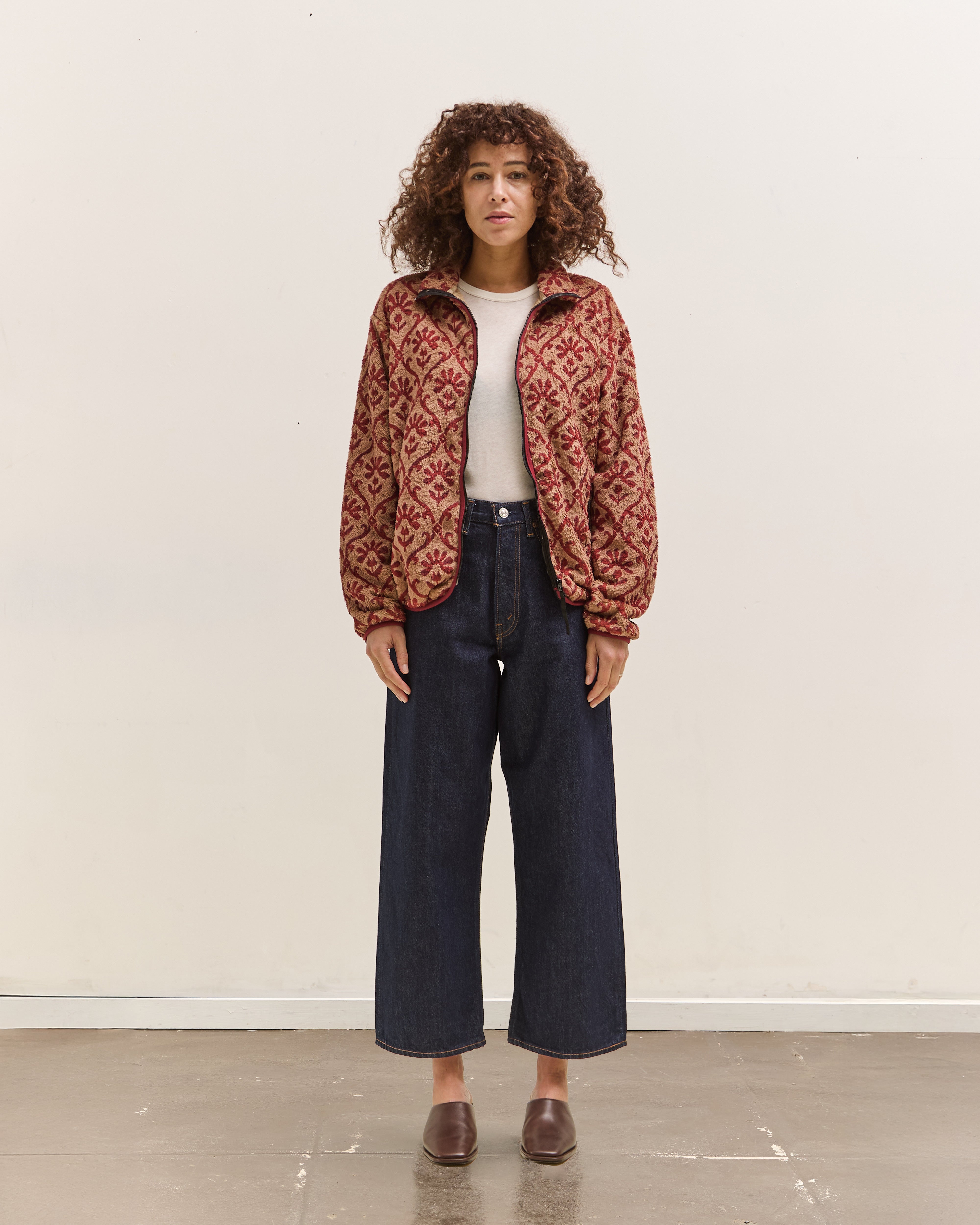 Kapital Yosemite Arabesque Fleece Zip Blouson, Beige & Red – Glasswing