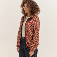 Kapital Yosemite Arabesque Fleece Zip Blouson, Beige & Red