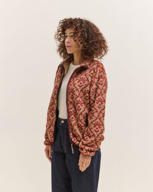 Kapital Yosemite Arabesque Fleece Zip Blouson, Beige & Red