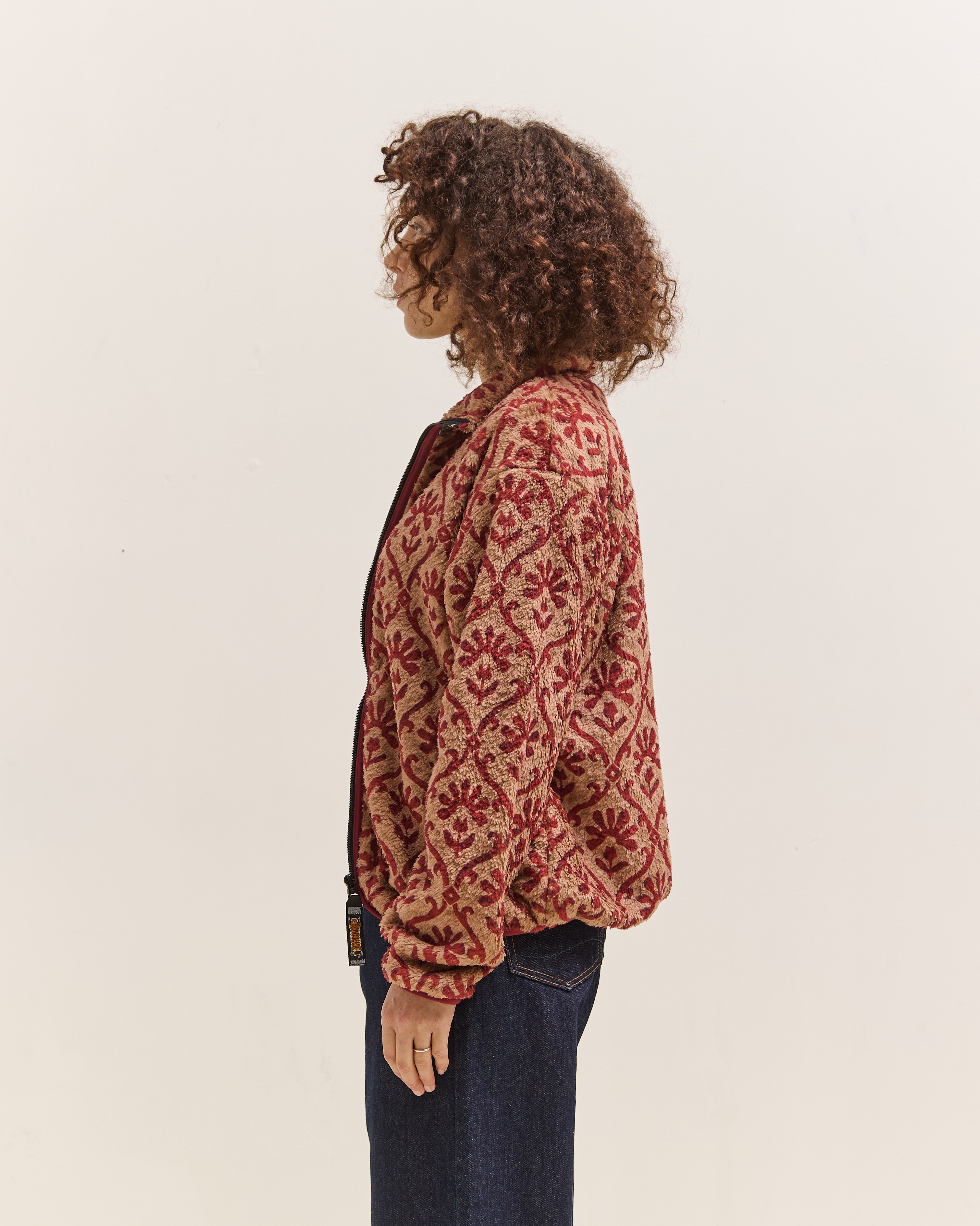 Kapital Yosemite Arabesque Fleece Zip Blouson, Beige & Red – Glasswing