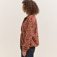 Kapital Yosemite Arabesque Fleece Zip Blouson, Beige & Red
