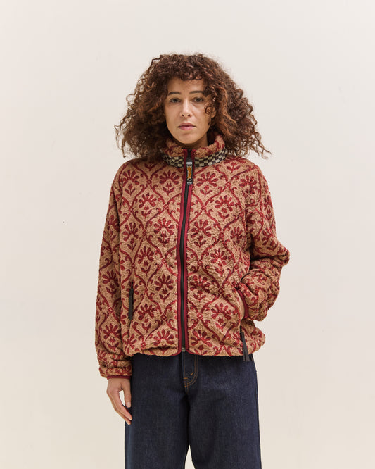 Kapital Yosemite Arabesque Fleece Zip Blouson, Beige & Red