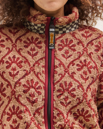Kapital Yosemite Arabesque Fleece Zip Blouson, Beige & Red
