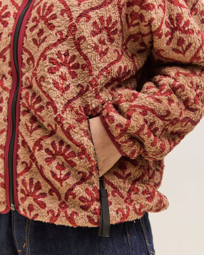 Kapital Yosemite Arabesque Fleece Zip Blouson, Beige & Red