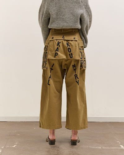 Kapital Herringbone Jumbo Monkey Pants - Factory Repaired & Embroidery, Camel
