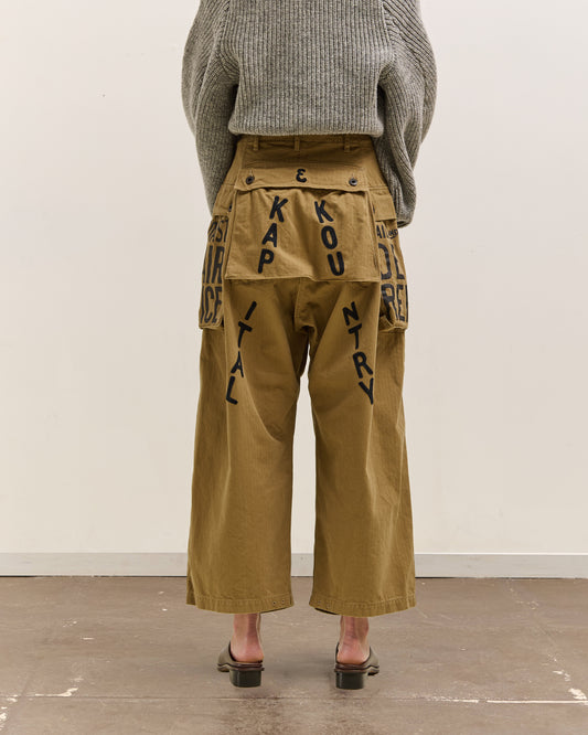 Kapital Herringbone Jumbo Monkey Pants - Factory Repaired & Embroidery, Camel