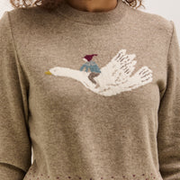 Kapital Fly Goose Wool Crew Neck Sweater, Beige