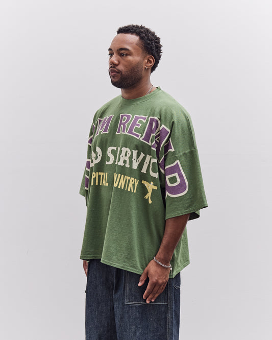 Kapital Jersey Huge-T (Denim Repair) Unisex, Green